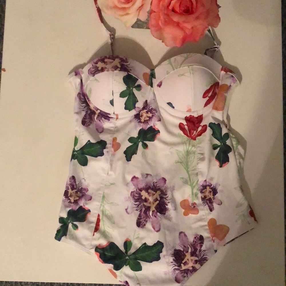 One piece floral bathing suit